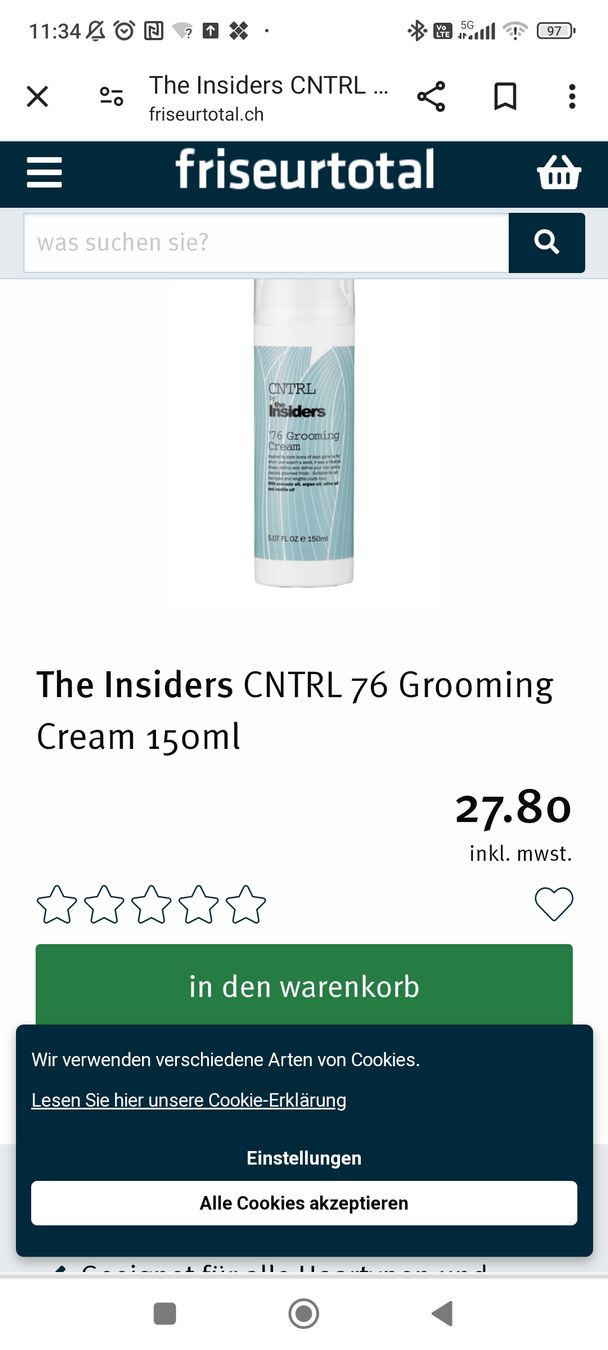 Accessori per capelli: The Insiders CNTRL 76 Grooming Cream 150ml – Nuovo (secondo la descrizione) da Dübendorf venduto da phoebe013 1