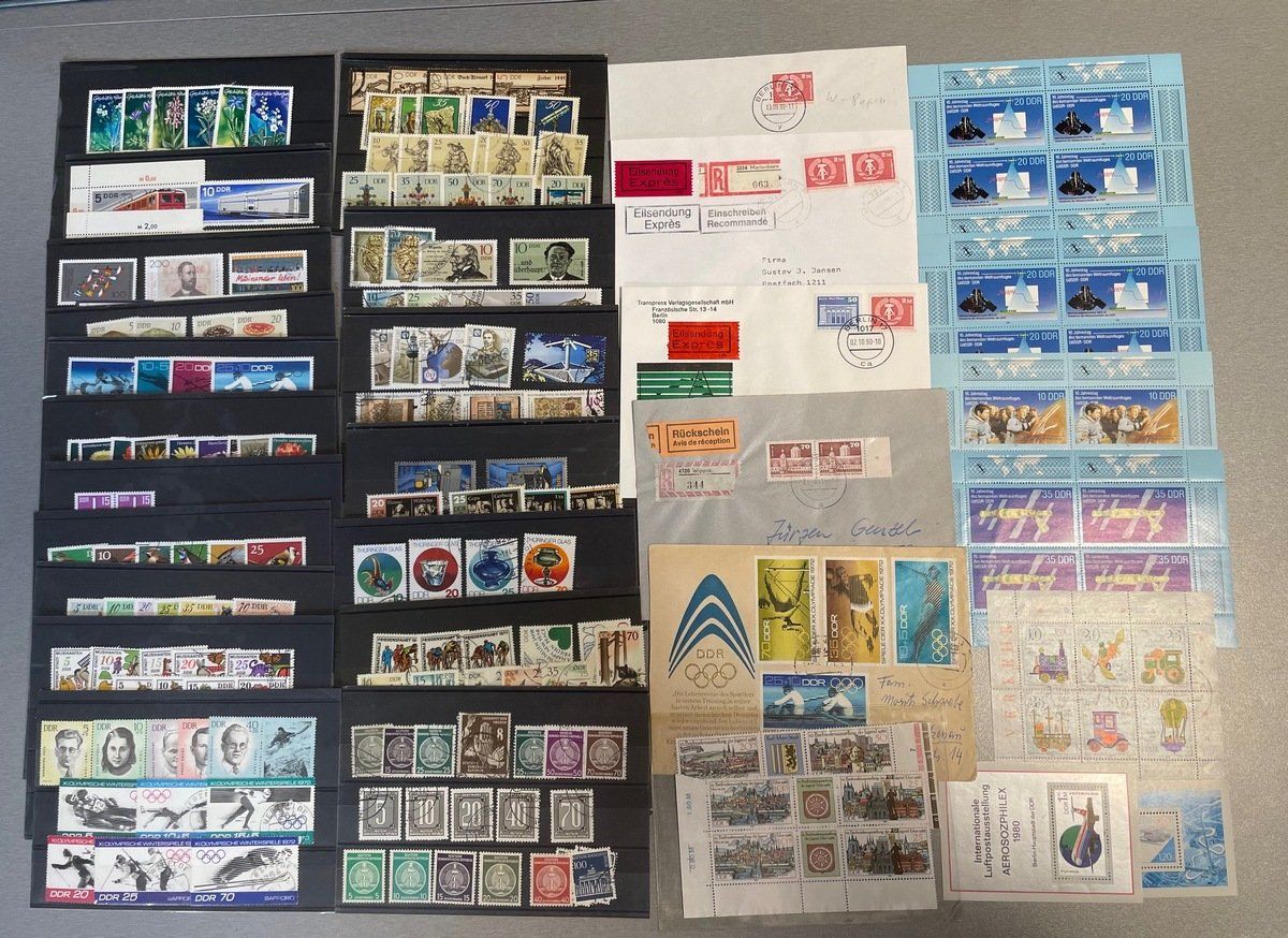 Alle Briefmarken: DDR Restposten mit Steckkarten, Blocks und Briefen – Gebraucht aus Sirnach von Melisangi