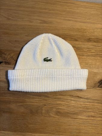 Strickmütze Lacoste weiss gerippt guter Zustand