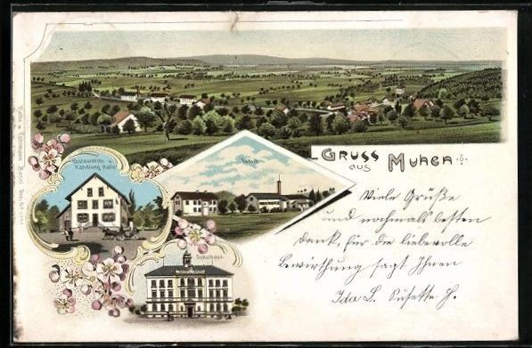 Cartoline postali: Litho Muhen /AG, Restaurant und Handlung – Usato da Berlin venduto da bartko-reher