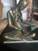 Antike Holzfigur, grüne Patina