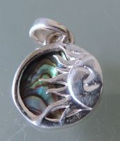 Sonne-Mond Silber 925 Anhänger mit Abalone Perlmutt