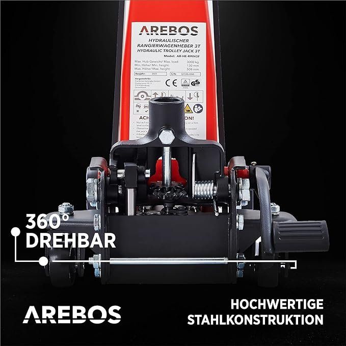 Piattaforme elevatrici & Crick: Arebos Rangierwagenheber 3T – Nuovo e nell'imballaggio originale da Andwil TG venduto da Vr-shopswiss 4