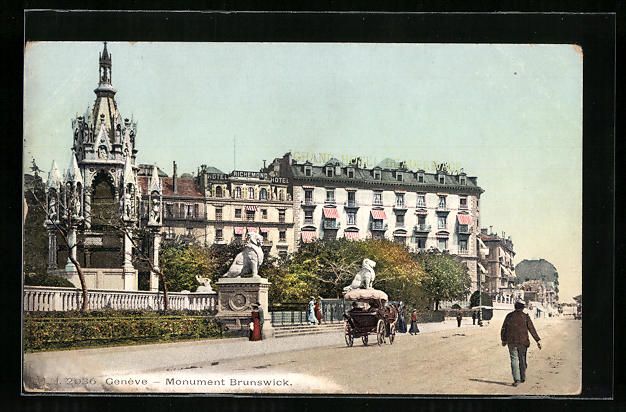 Cartoline postali: AK Genève, Monument Brunswick – Usato da Berlin venduto da bartko-reher