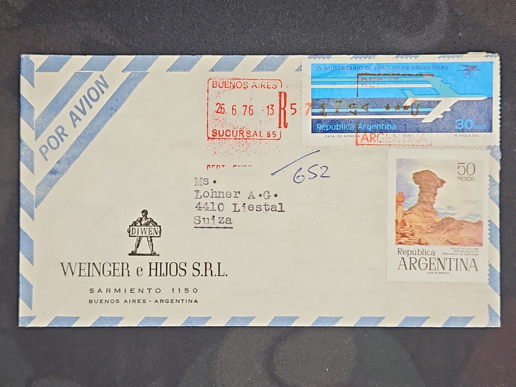 Tutti i francobolli: CL24 Enveloppe + Timbre Argentine 1976 – Usato da Cousset venduto da Patrick_Collections