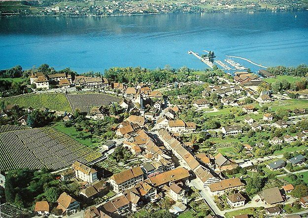 Cartes postales: ERLACH BE Flugaufnahme – D'occasion à Jona par philajona