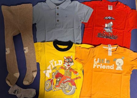 3 Shirts, 1 Polo, 1 Strumpfhose Gr 74
