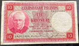 Alte 10 ISK Islands Krone Banknote von 1928, sehr selten!