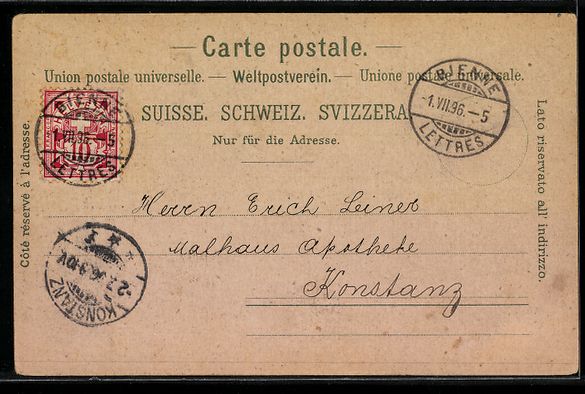 Ansichtskarten: Litho Bienne, Vue générale, Taubenloch – Gebraucht aus Berlin von bartko-reher 1