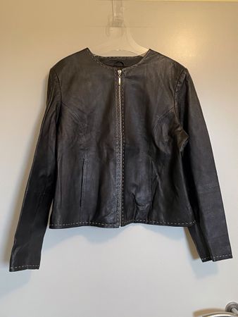 Veste cuir noire élégante FOR WOMEN, taille 40