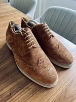 Franzini Suede Schoe - NEU handmade, braun - Große 44 