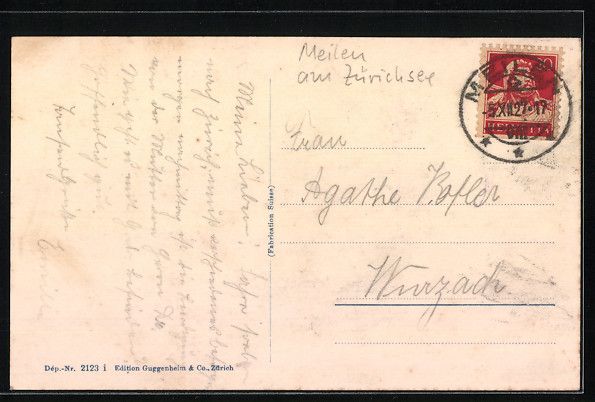 Cartoline postali: AK Meilen, Uferpartie mit Kirche, 1927 – Usato da Berlin venduto da bartko-reher 1