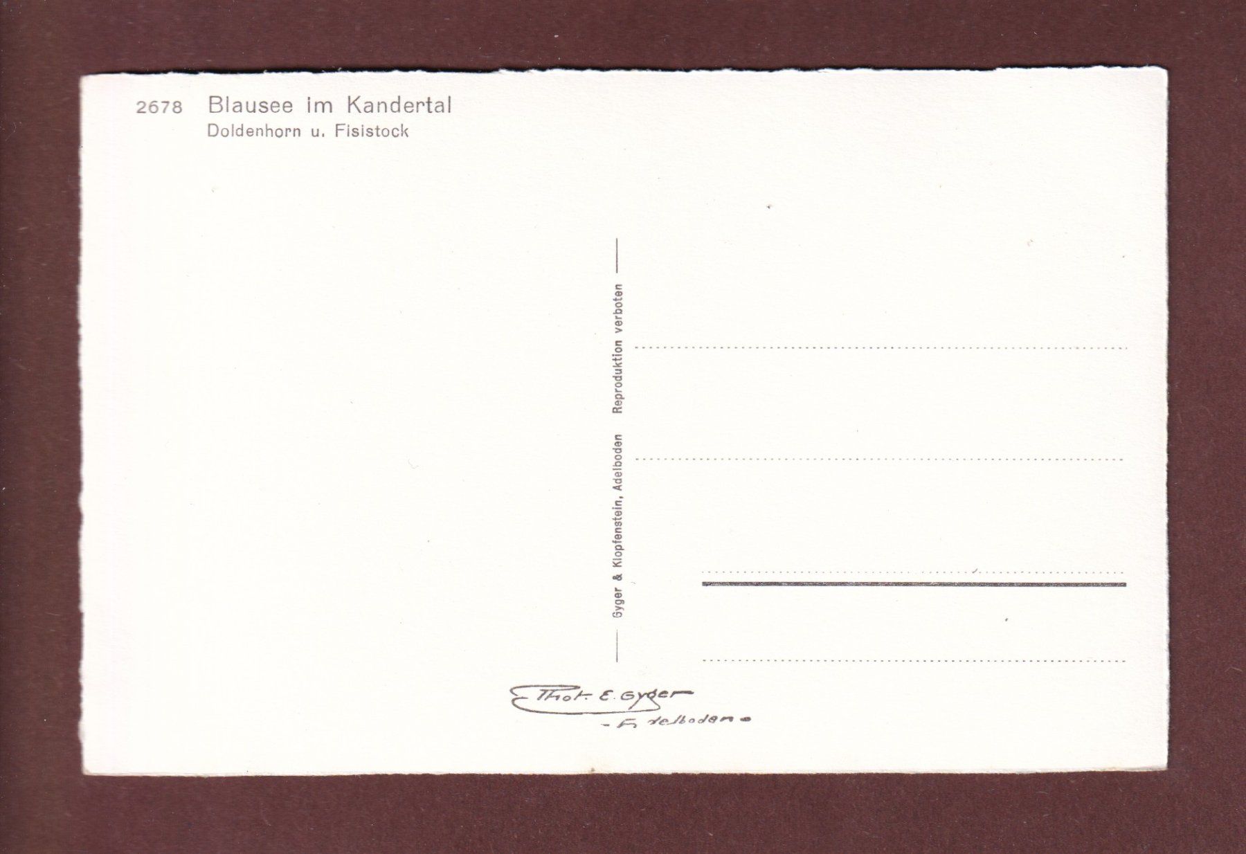 Cartoline postali: BLAUSEE im Kandertal – Usato da Pully venduto da nicecards-shop 1