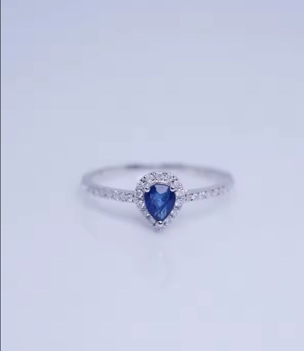 Anelli: R03.450-Safir Ring mit Diamanten – Usato da Belp venduto da Aim333