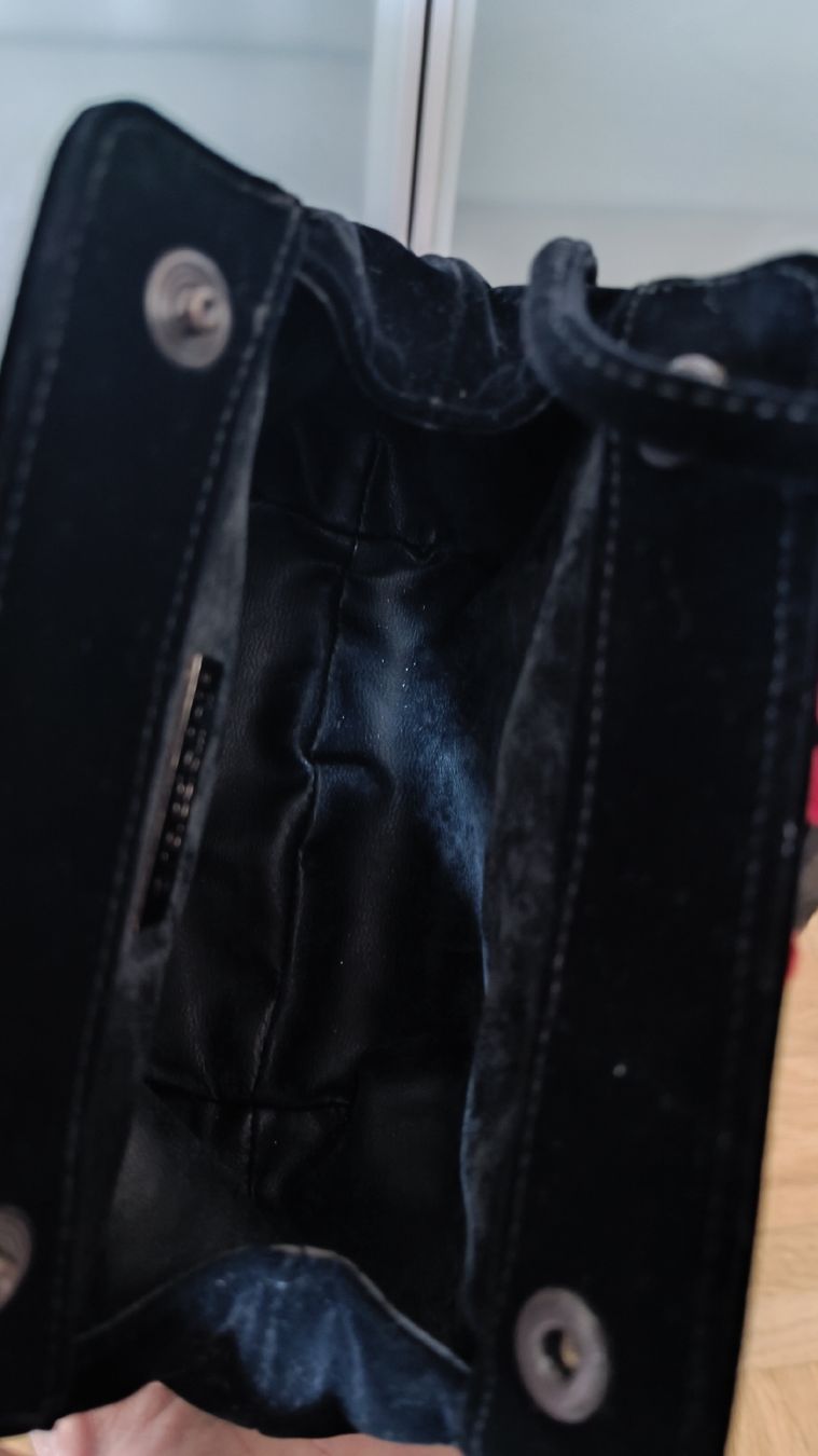 Braccialini Borse da donna: Braccialini Handtasche Samt, schwarz-rot Blüte – Usato da Baden venduto da zuppel 5
