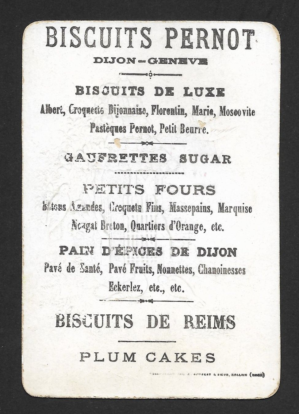 Carte collezionabili: Chromo Biscuits PERNOT Genève : Six blanches colombes, 1910s – Usato da Genève venduto da Brindisina2019 1