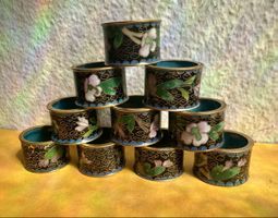Handgefertigte Cloisonné Serviettenringe 10stück✨Top Zustand