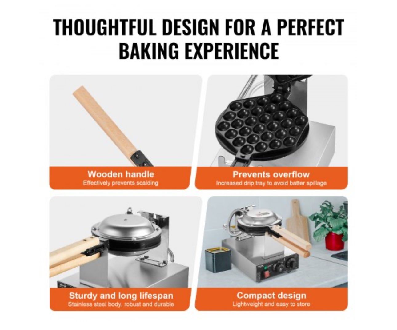 Küchengeräte: Bubble Waffle Maker Eierwaffel 1400W Waffeleisen 50-250°C – Neu und originalverpackt aus Amriswil von JaJa-Express 4