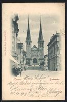 AK Luzern, Hofkirche mit Strassenpartie