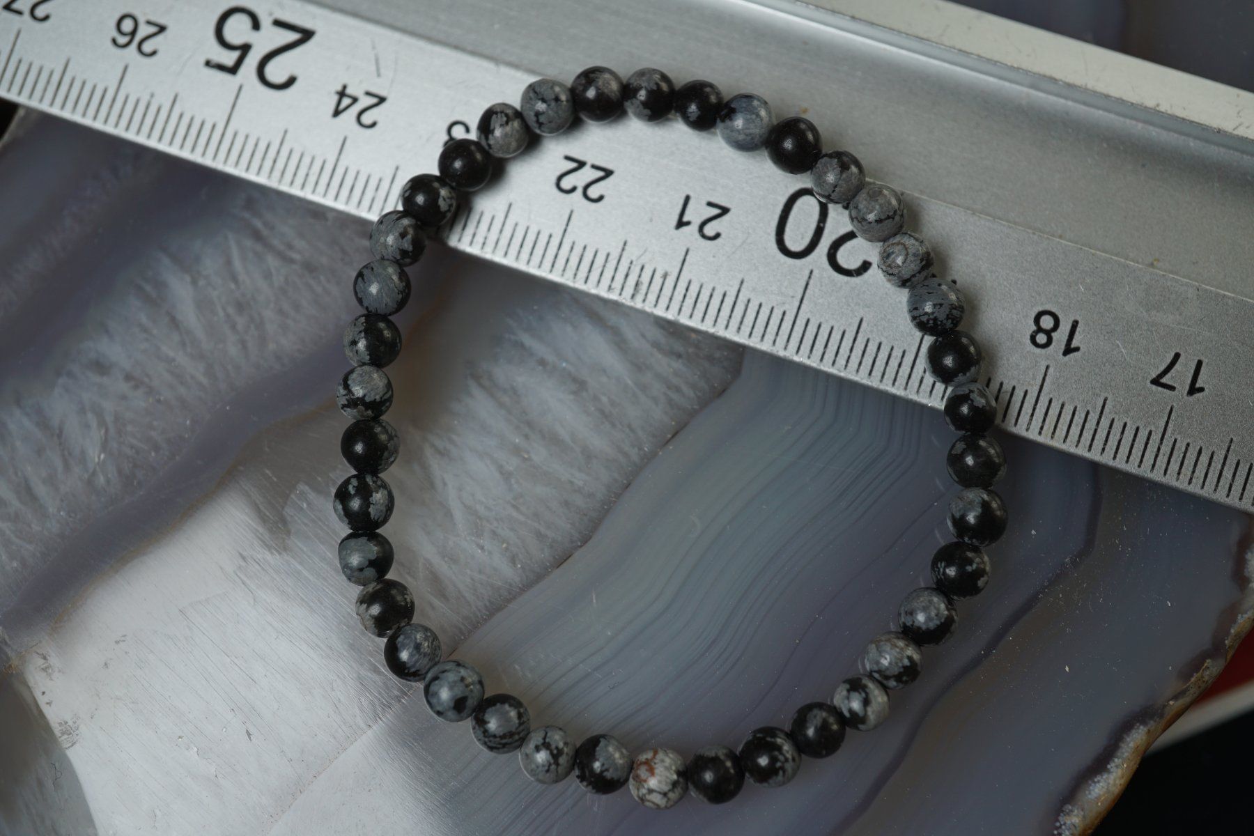 Minerali & Pietre curative: Schneeflocken Obsidian   Kinder  4mm    Armband – Nuovo e nell'imballaggio originale da Eschenbach SG venduto da topstone 7