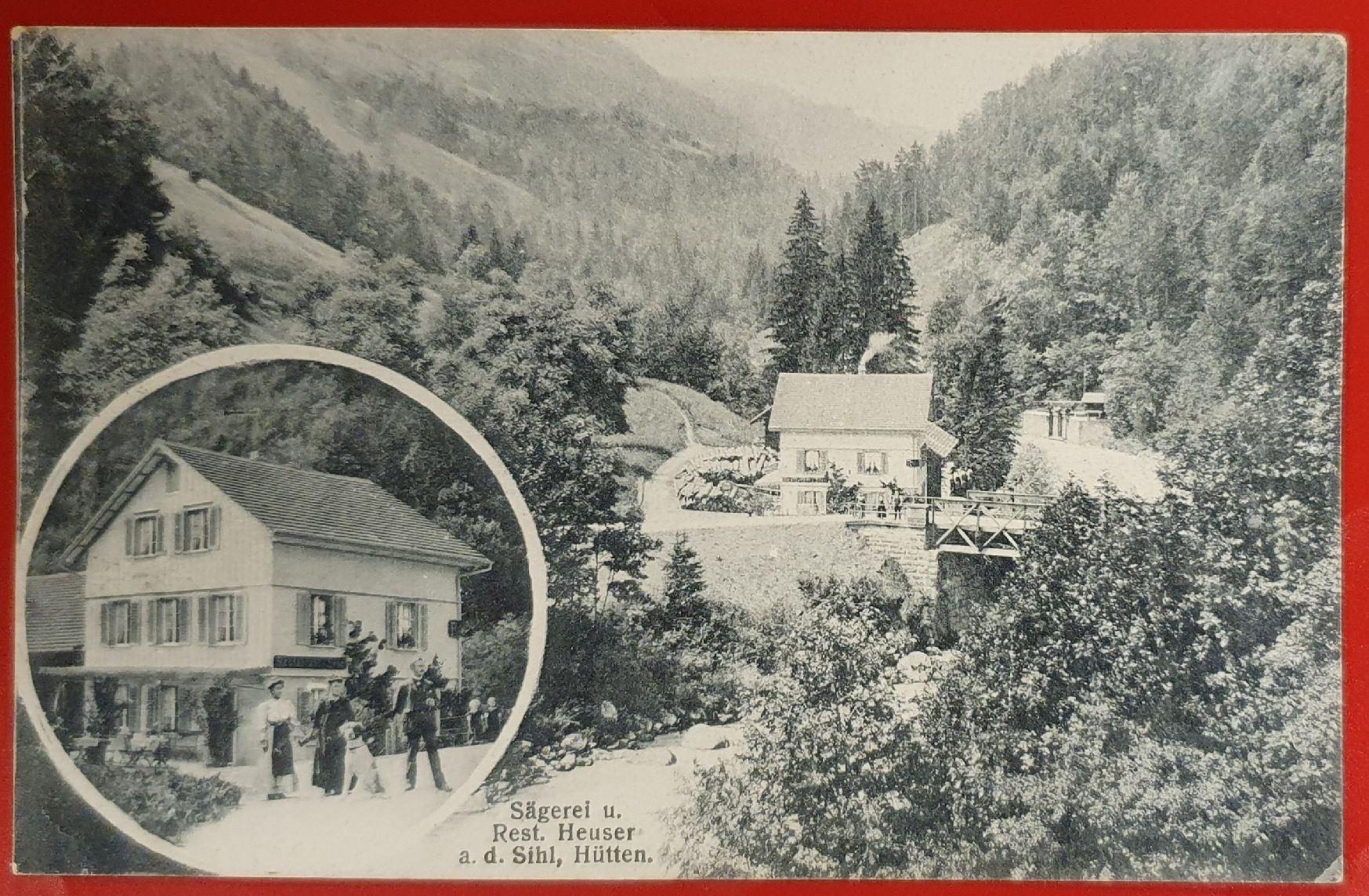 Cartoline postali: Hütten 1908 - Sägerei und Restaurant Heuser – Usato da Kreuzlingen venduto da Rschweiz1