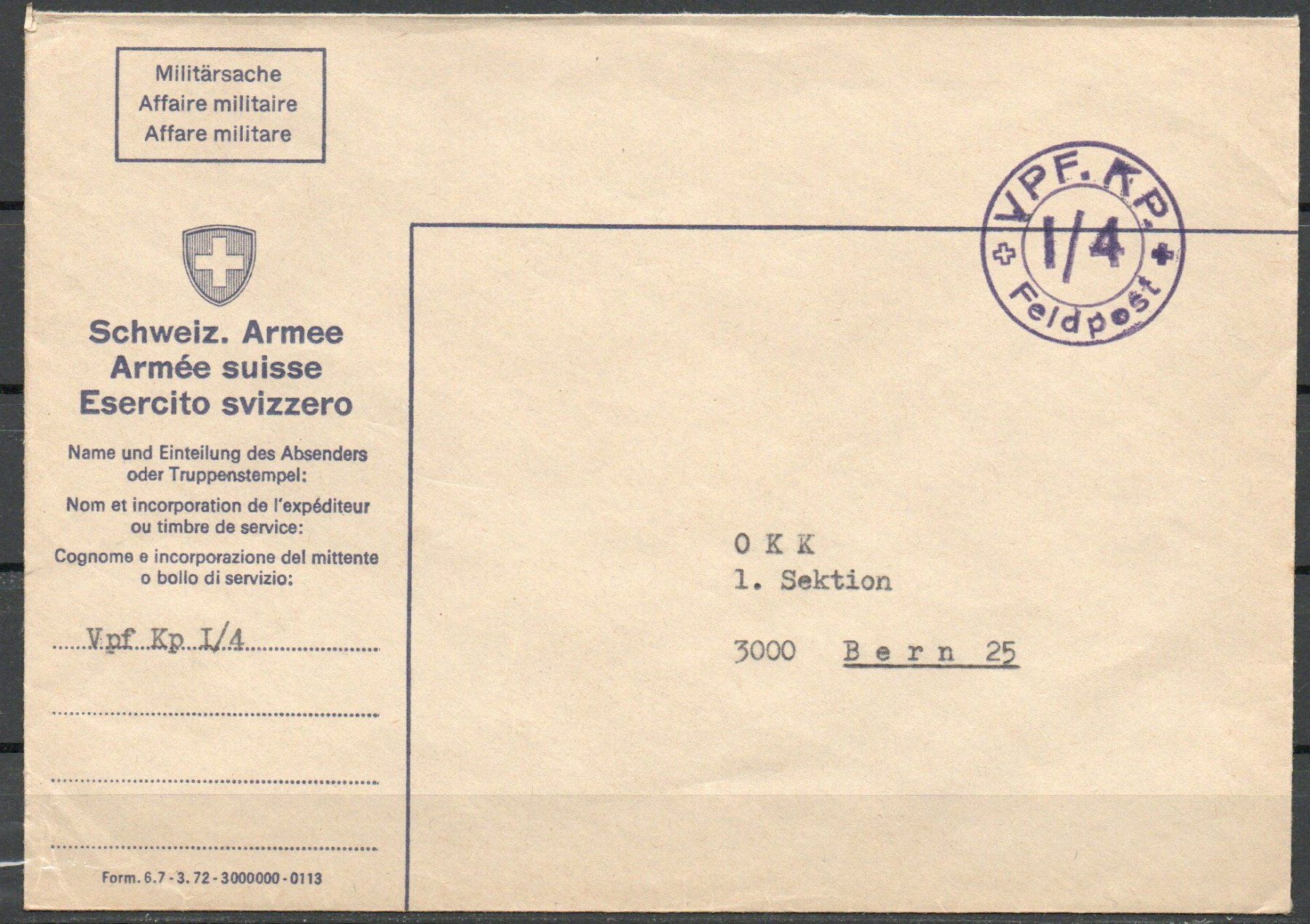 Alle Briefmarken: Militärbrief 2Stk. – Gebraucht aus Herrliberg von Lfrifda