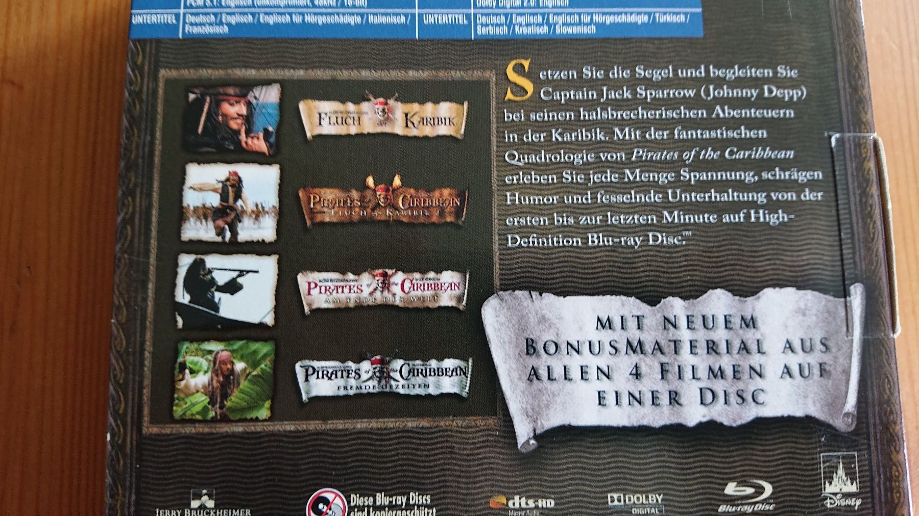 Tutti i DVDs: FLUCH DER KARIBIK 1 bis 4 auf Blu-Ray – Usato da Wilderswil venduto da Exebub 5