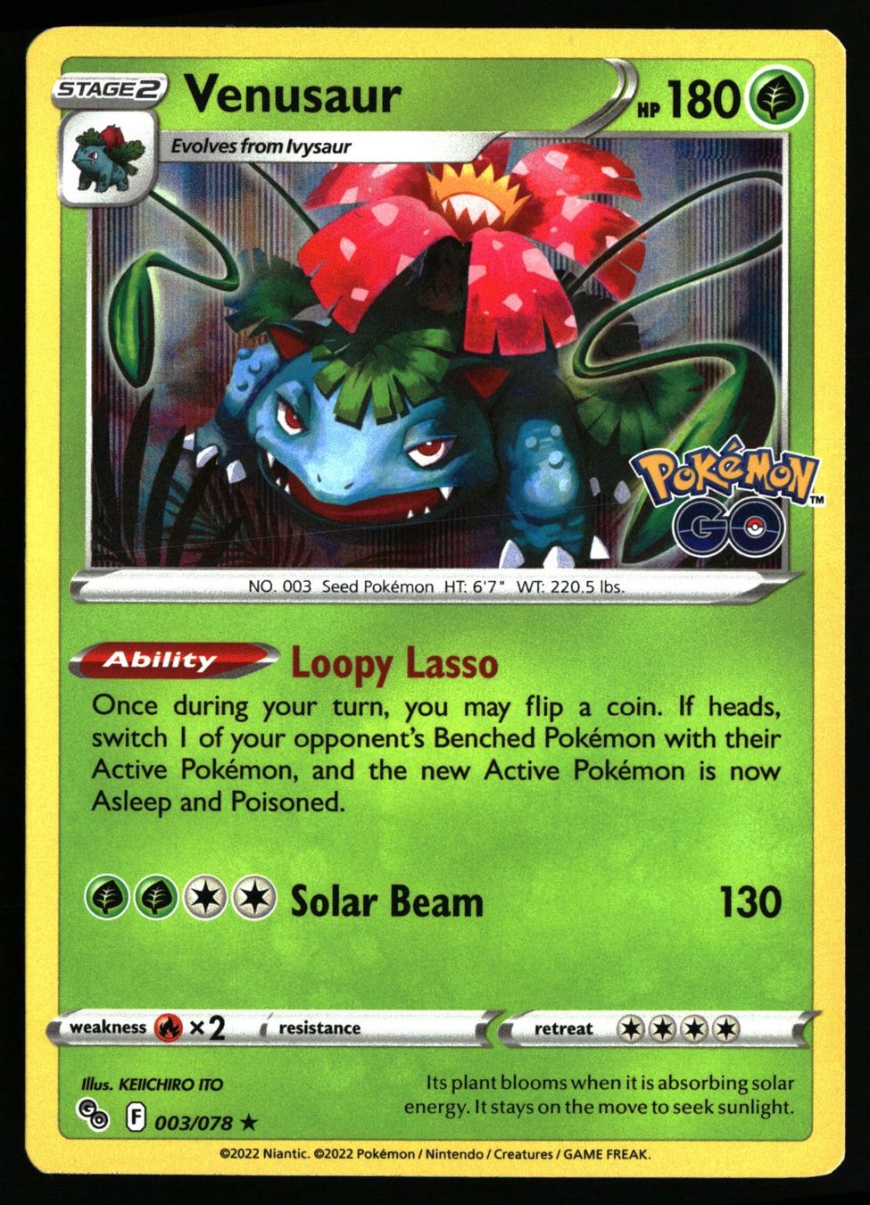 Pokémon Sammelbilder & Trading cards: Venusaur [Holo] #3 Pokemon Go – Gebraucht aus Feuerthalen von Plazatoys