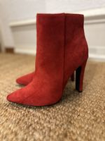 Edle, rote Kunstwildleder-Stiefeletten, Grösse 39, neuwertig