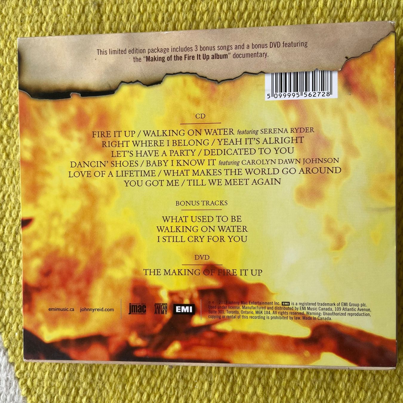 CD: JOHNNY REID-CD+DVD DELUXE EDITION FIRE IT UP – Usato da Rorschacherberg venduto da CD-Roli 1