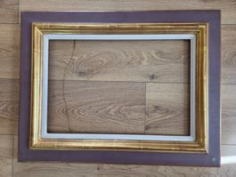 joli cadre bleu-violet et or fin 48x32.5 cm