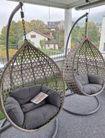 2 Hängesessel mit Gestell inkl. Kissen (Rattanoptik)