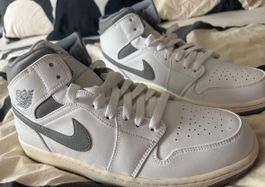 Nike Air Jordan 1 Mid Grey White Sneakers Shoes