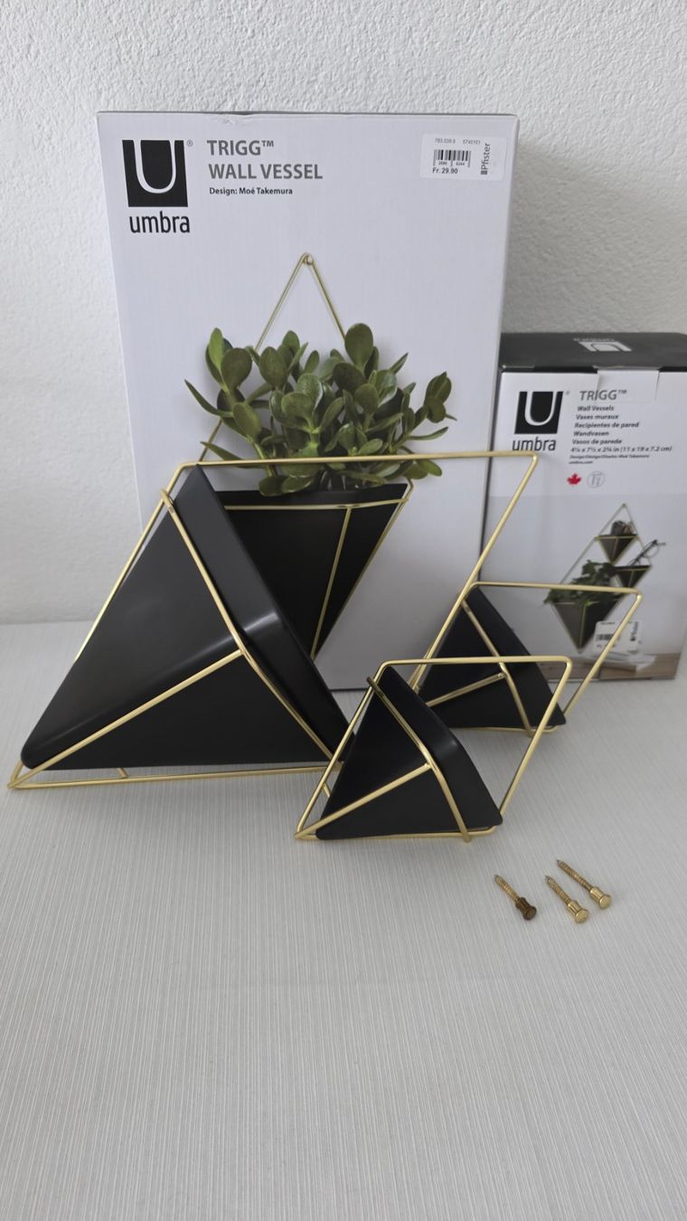 Vasi per fiori: Wandgefässe, 3er Set, Schwarz/Gold – Usato da Zürich venduto da Lemon007 6