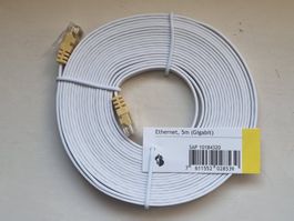 Câble Ethernet Gigabit longueur 5 mètres blanc, neuf