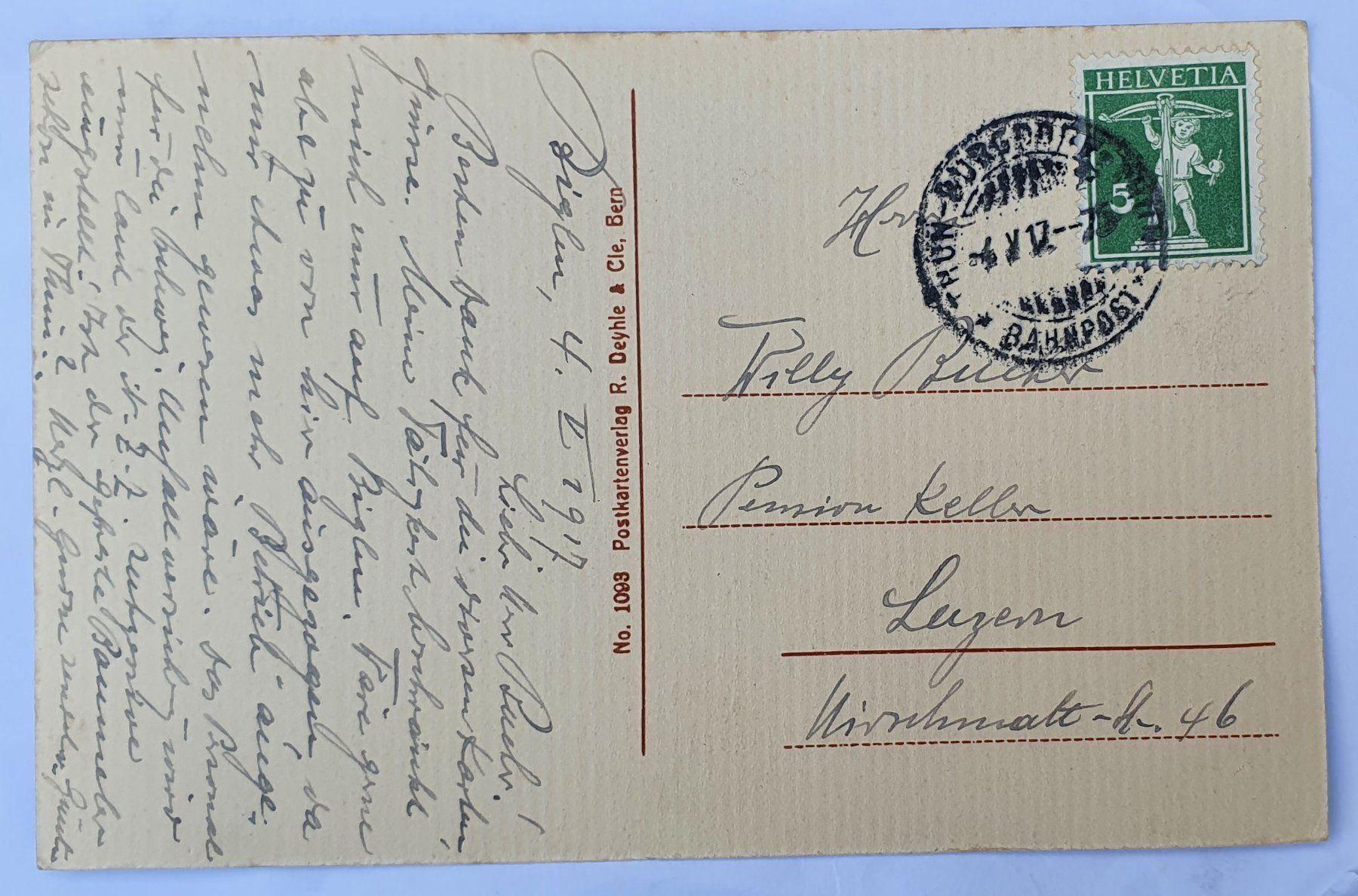 Cartoline postali: Biglen - Gesammtpanorama 1917 – Usato da Kreuzlingen venduto da Rschweiz1 1