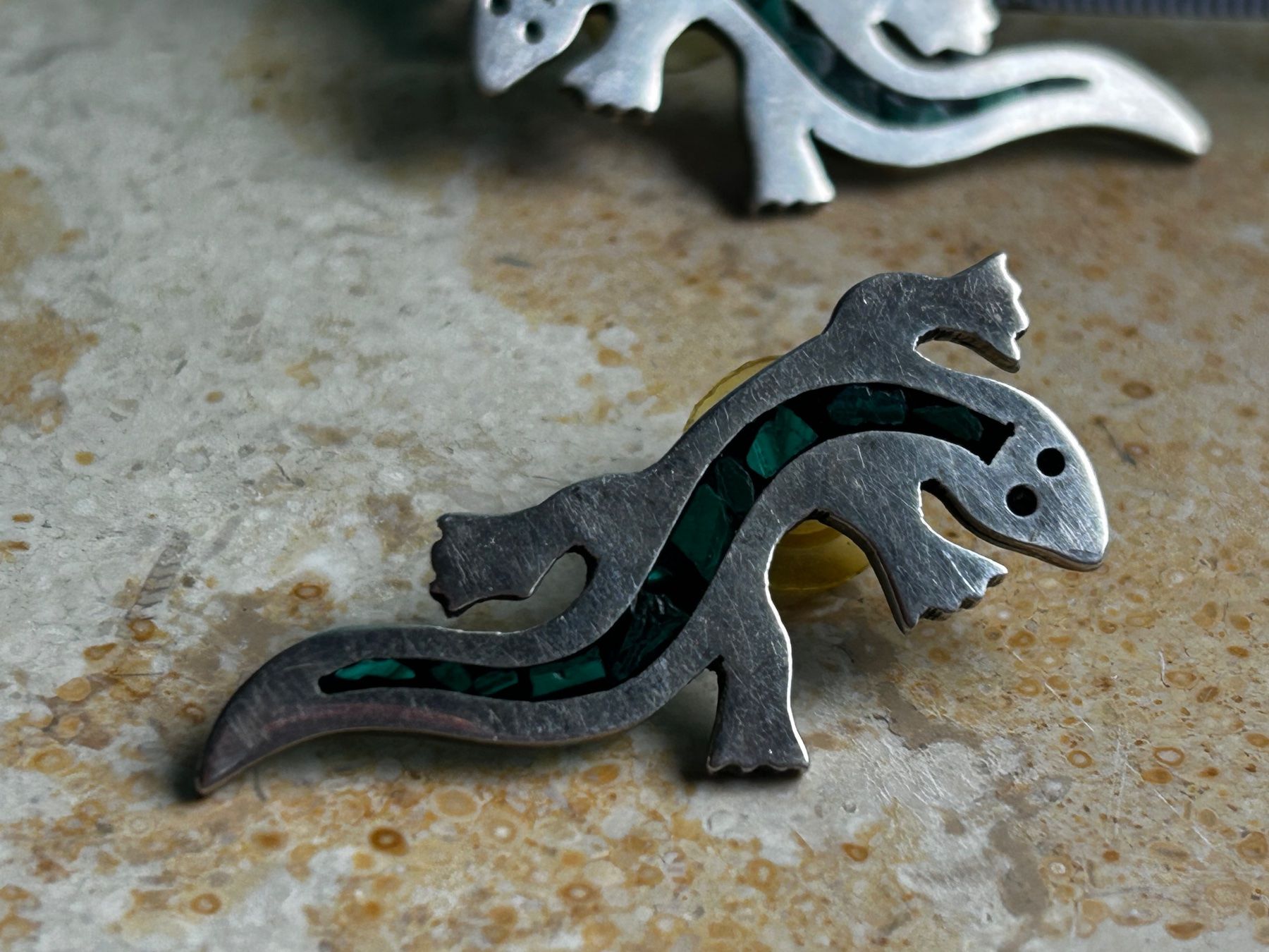 Ohrringe & -stecker: Gecko-Ohrringe Malachit Silber (gross) – Gebraucht aus Dittingen von Bijoubelle 6