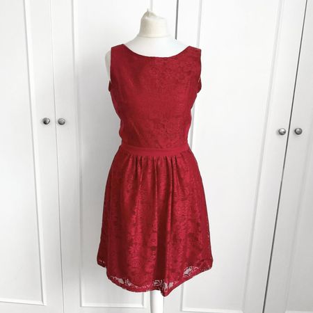 NAF NAF Robe Dentelle Rouge Sans Manches - Taille 34