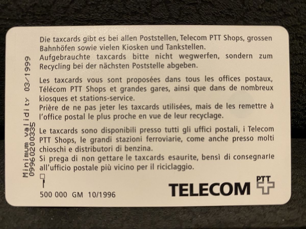 Schede telefoniche: Taxcard GM1 – Usato da Lausanne venduto da babacard10 1