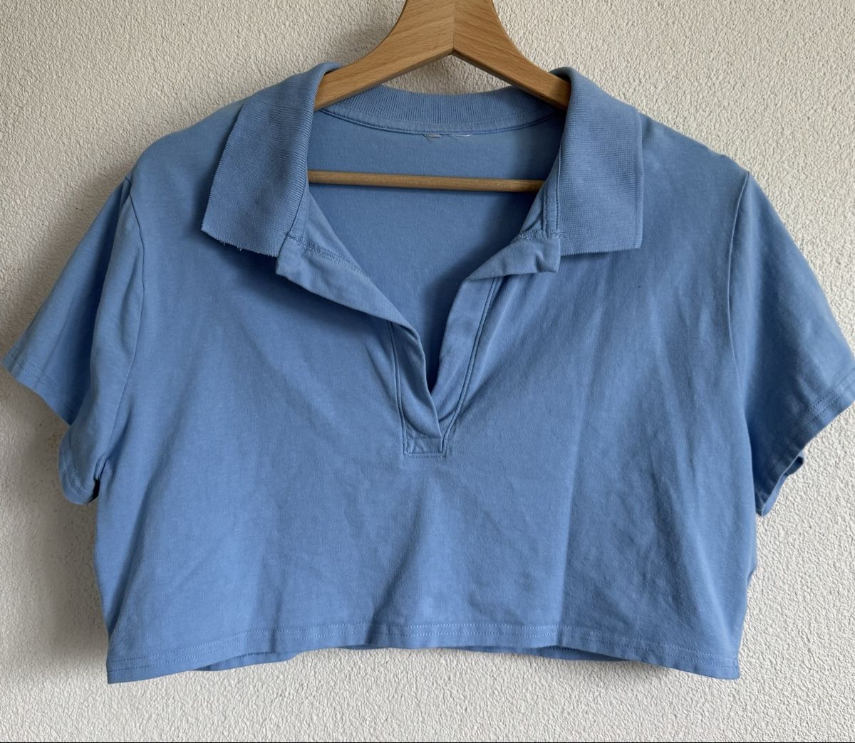 Top: Sommerliches Crop-Top in Hellblau, Grösse L – Usato da Lyss venduto da Sibella56