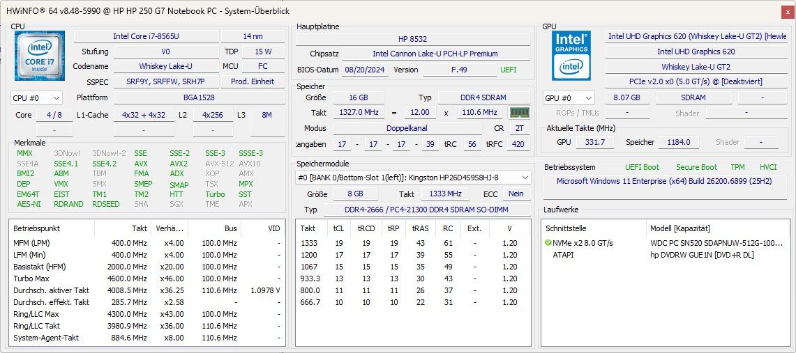 Hewlett Packard Schede madri: HP 250 G7 Notebook Mainbord – Usato da Root venduto da Tech-Nick 3