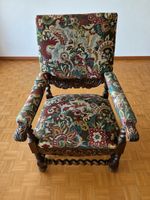 Sessel Antik gemustert Holz mit Riss unten links