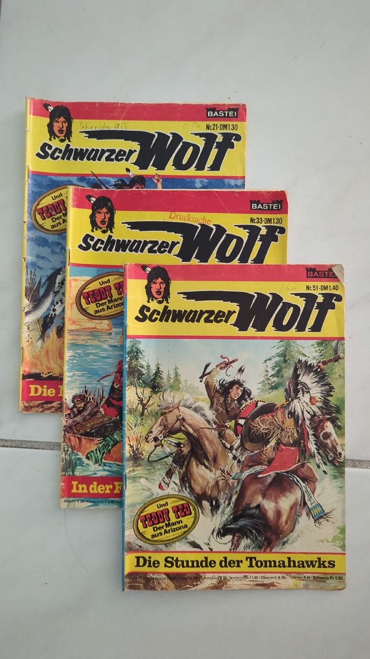 Comics: 3er Set Schwarzer Wolf Comic Hefte Bastei M. 21, 33, 51 – Gebraucht aus Rupperswil von Svelos