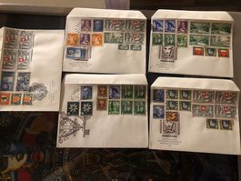 Schweizer Briefmarken JUVENTUTE, Diverse Werte auf Couvert