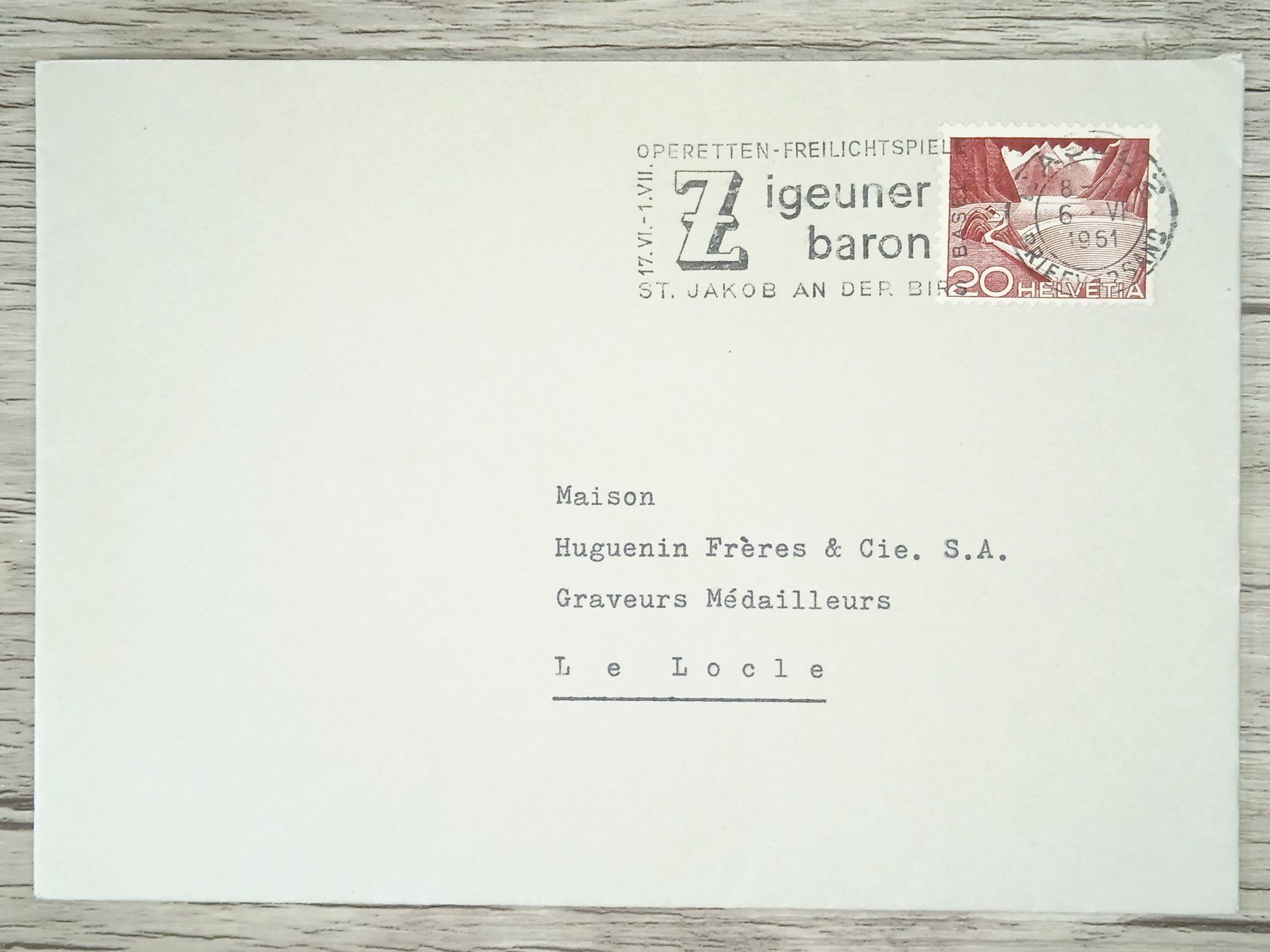 Tutti i francobolli: TR15 Enveloppe + Timbre Suisse 1961 – Usato da Cousset venduto da Patrick_Collections
