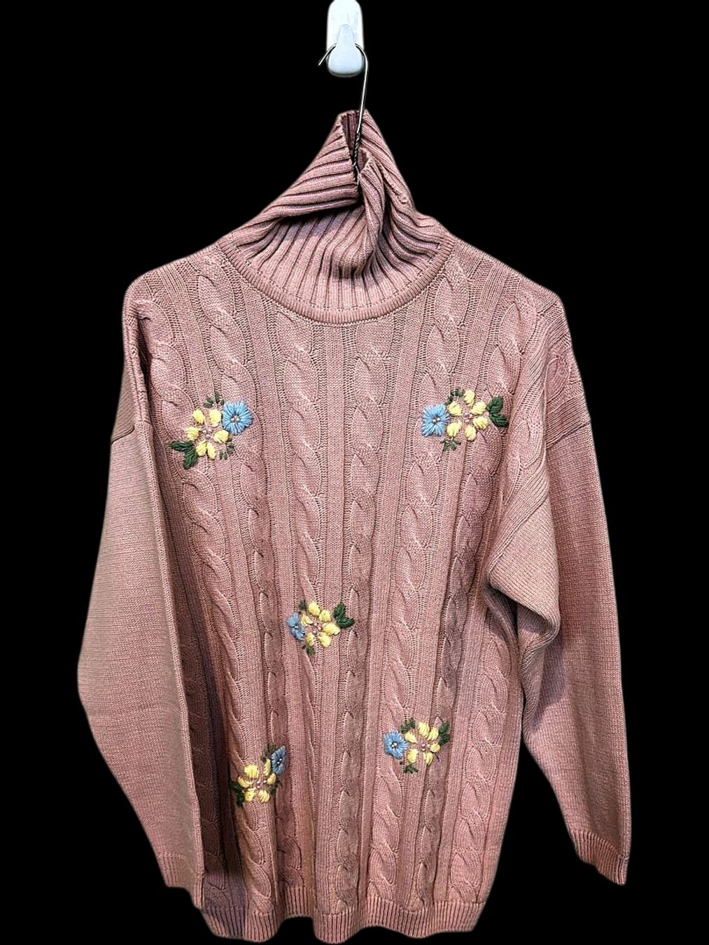 Maglioni & Felpe: Brecdi Rosa Rollkragenpullover mit Blumenstickerei - – Usato da Zug venduto da vinokilo 1
