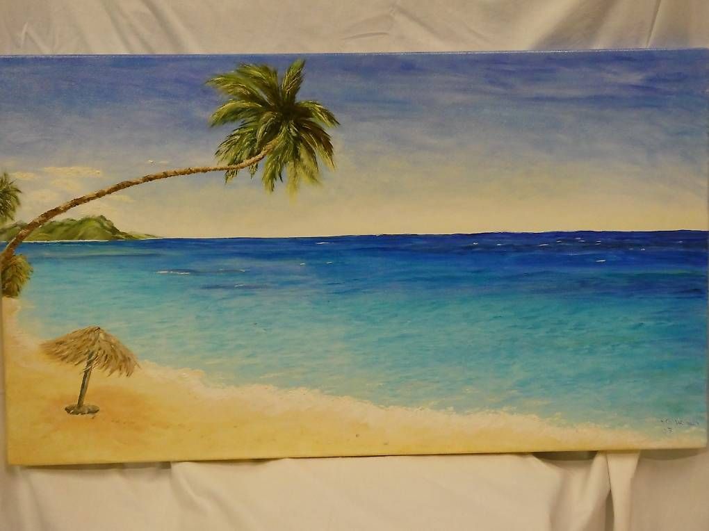 Dipinti: Acrylbild Sandstrand mit Palme – Usato da Uznach venduto da gartenri
