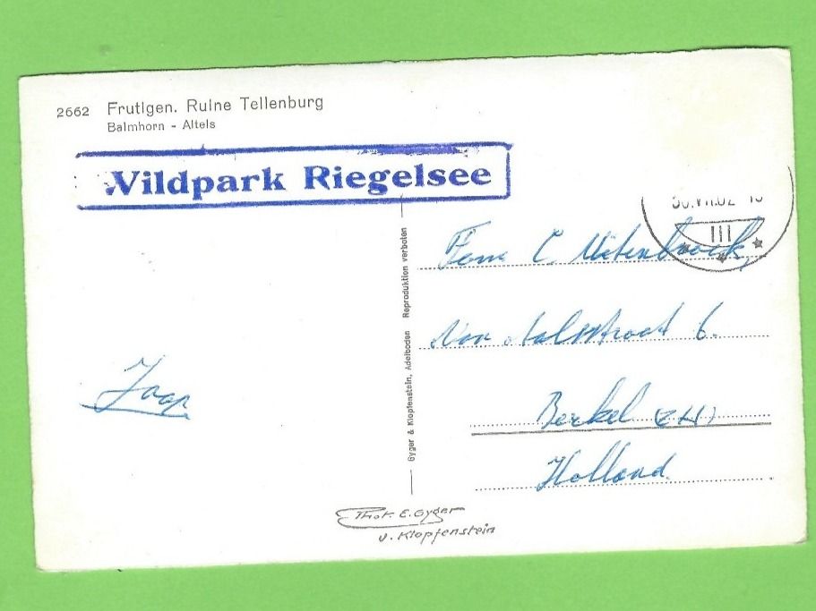 Ansichtskarten: Frutigen, Ruine Tellenburg – Gebraucht aus Zürich von t24_de 1