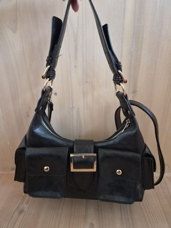 Schultertasche schwarz mit abnehmbarem Gurt 
