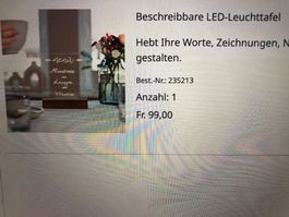 LED Leuchte zum beschriften mit Zubehör.